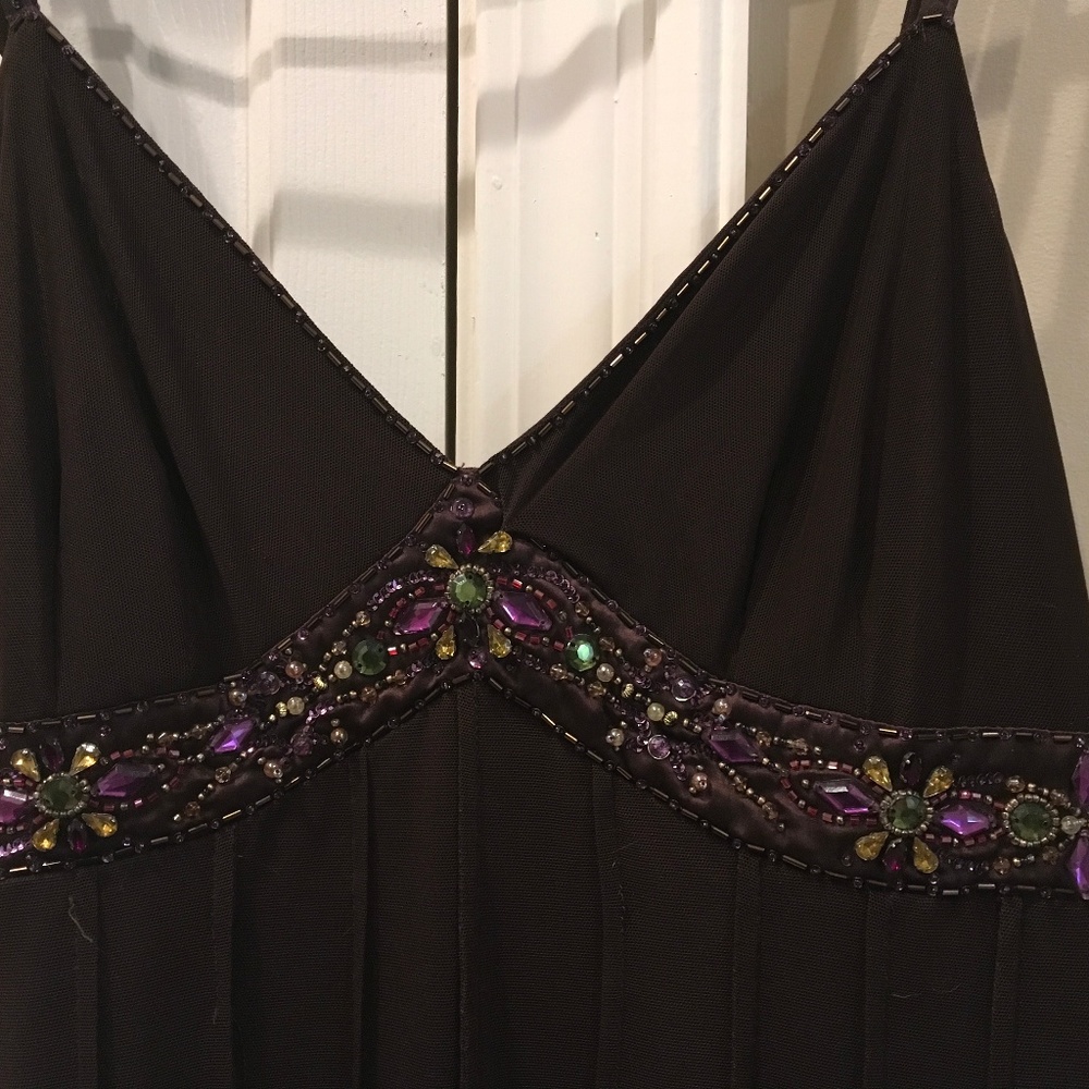 Large strappie Womans Brown/ purple dress, overlay